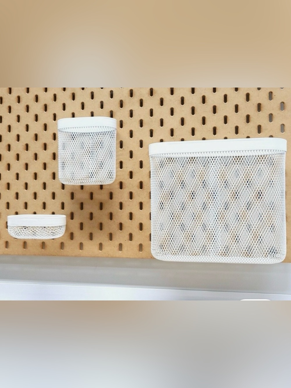 NWT IKEA Skadis Set of 3 Baskets Storage Mesh White